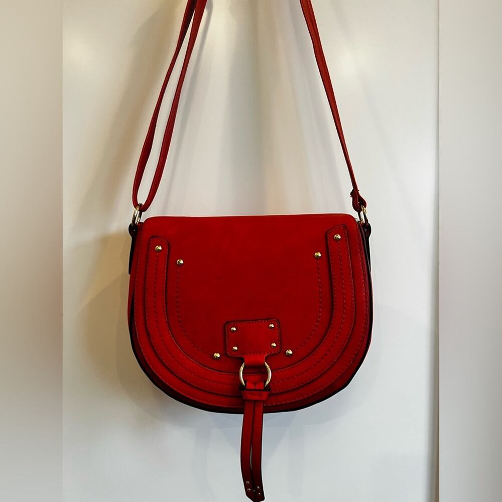 Mossimo Supply Co. Orange Faux Leather Saddle Crossbody Bag